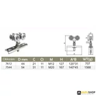 Függőkapu görgő 2x2 54 mm átmérővel méretek