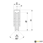 Tolókapu görgő V profilú 80 mm átmérővel talpas kivitel 