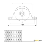 Tolókapu görgő süllyesztett V futó felület 80 mm átmérővel 