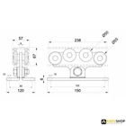 Úszókapu görgő 2160,8 csapágyas,57x67mm sínhez