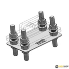 Állítható talp csavarral betonozható, C75 sínbe illeszkedő furatos talpas görgőkhöz