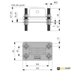 Állítható talp csavarral betonozható, C75 sínbe illeszkedő furatos talpas görgőkhöz