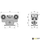 Úszókapu görgő, öt görgős,hegeszthető, 65x60x4 mm-es C-sínhez