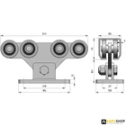 Úszókapu görgő G75/8F 80x7méretei5x5 mm sínhez, úszókapuhoz furatos 