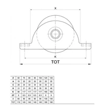 Tolókapu görgő süllyesztett V futó felület 70 mm átmérővel 