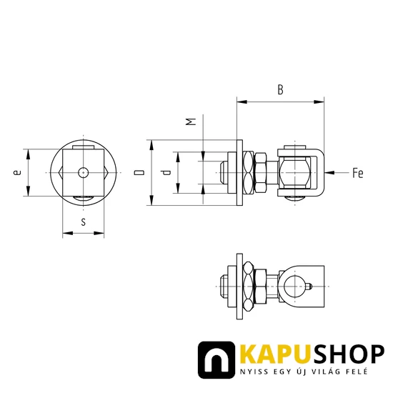 Állítható zsanér szárnyaskapuhoz, M12-es, 40 kg kapusúlyig