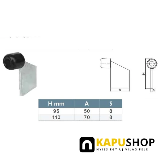 Kapuütköző betonozható 110×70 mm