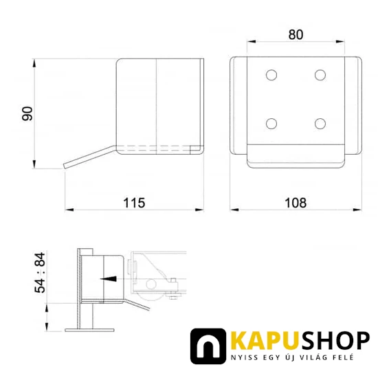 Fogadó konzol 58x66 mm sínhez