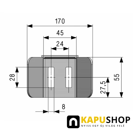 Felső kapuütköztető és kapukeret fogadókonzol 40mm