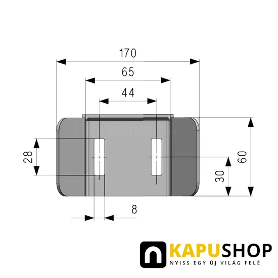 Felső kapuütköztető és kapukeret fogadókonzol 60mm