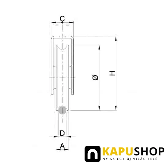 Tolókapu görgő talpas O profilú 60 mm átmérővel D=12mm