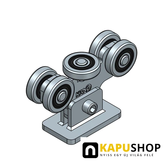 Úszókapu görgő, öt fém görgős, 60x60x4 mm-es C-sínekhez